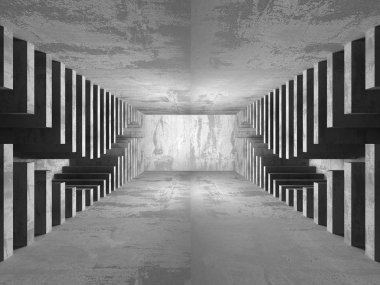 Karanlık beton boş oda