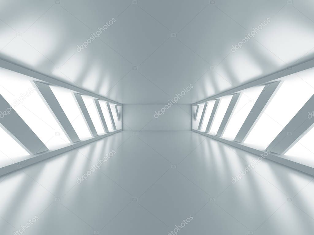 Empty Room With Two Futuristic Windows