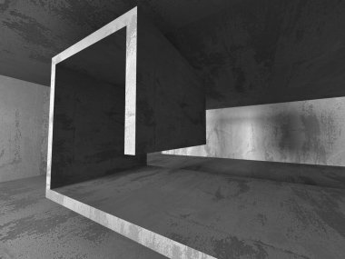 Karanlık boş oda. Beton paslı duvarlar. 