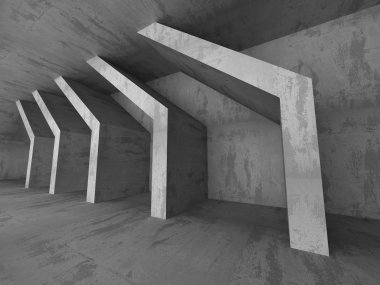 Karanlık beton boş oda. 