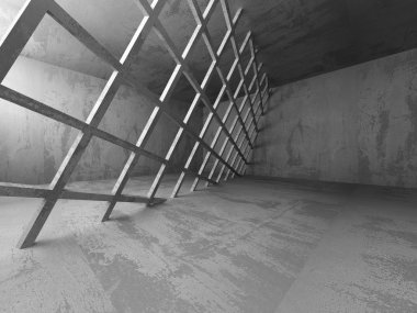 Karanlık boş oda. Beton paslı duvarlar. 