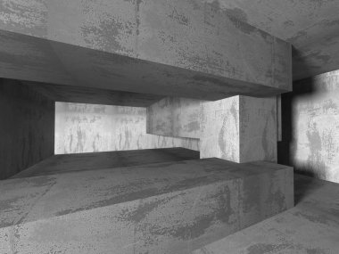 Karanlık beton boş oda.