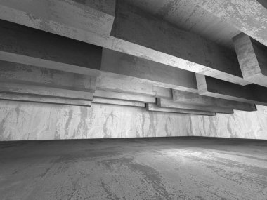 Karanlık beton boş oda.