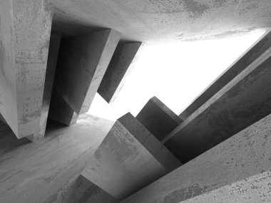 Karanlık beton boş oda.