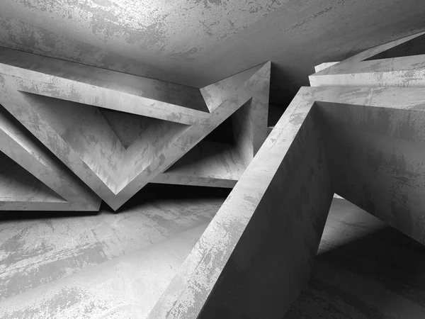 Karanlık beton boş oda.