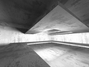 Karanlık beton boş oda. 