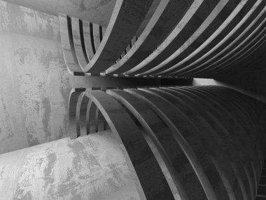 Karanlık beton boş oda. 