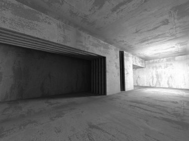 Karanlık beton boş oda