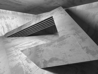 Karanlık beton boş oda.