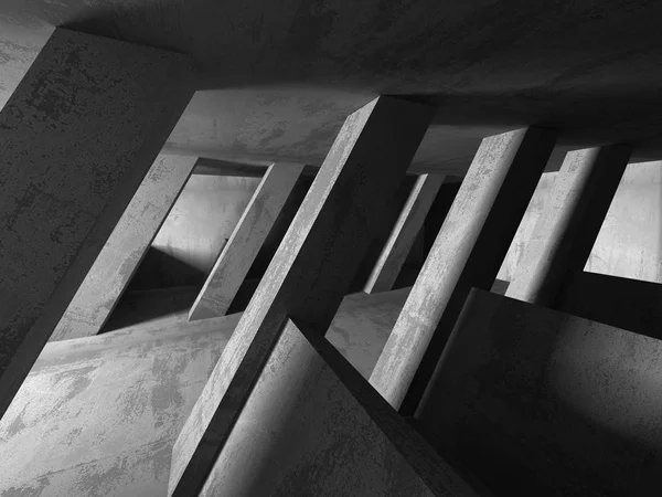 Vazio escuro abstrato sala de concreto arquitetura de interiores — Fotografia de Stock
