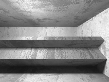 Karanlık beton boş oda. 