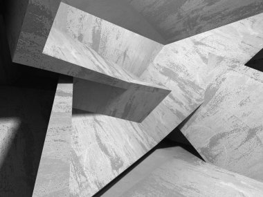 Karanlık beton boş oda. 