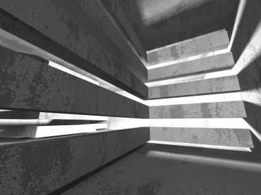 Karanlık beton boş oda. 