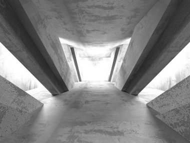 Karanlık beton boş oda.