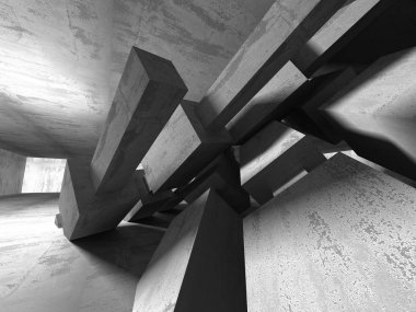 Karanlık beton boş oda