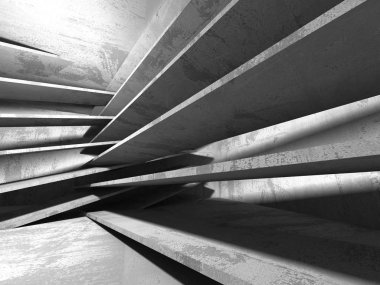 Karanlık beton boş oda. 