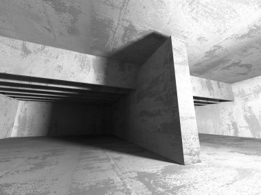 Karanlık beton boş oda.