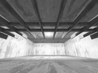 Karanlık beton boş oda. 