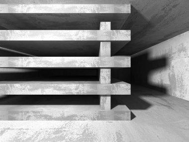 Karanlık beton boş oda 