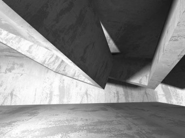 Karanlık beton boş oda 