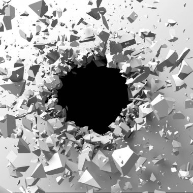 Kurşun deliği ile kırık beton duvar