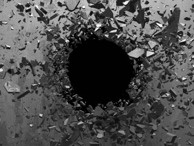 Cracked explosion concrete wall hole   clipart