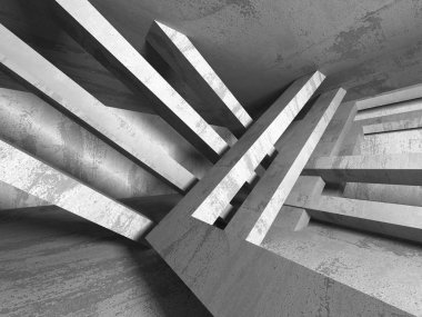 Karanlık beton boş oda 