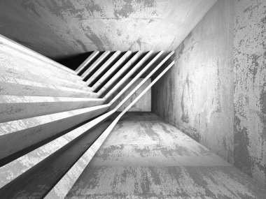 Karanlık beton boş oda 