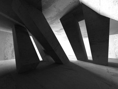 Karanlık beton boş oda 