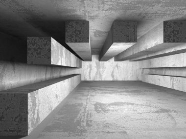 Karanlık beton boş oda 