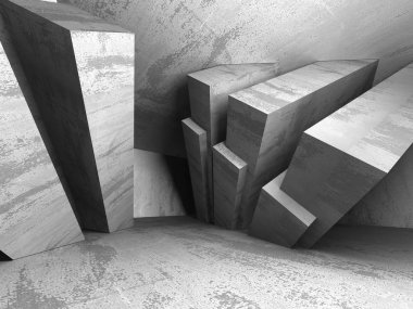 Karanlık beton boş oda 