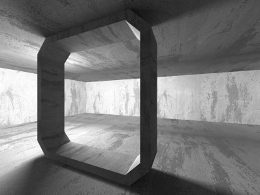 Karanlık beton boş oda.