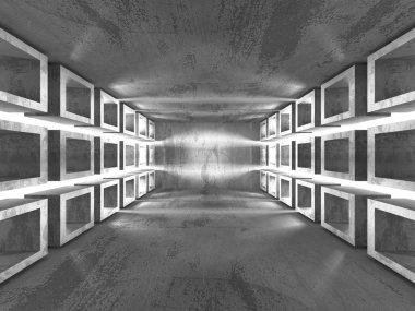 Karanlık boş oda. Beton paslı duvarlar. 