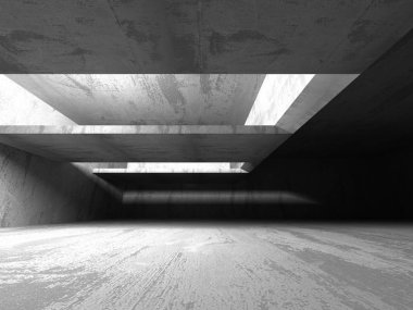 Karanlık beton boş oda