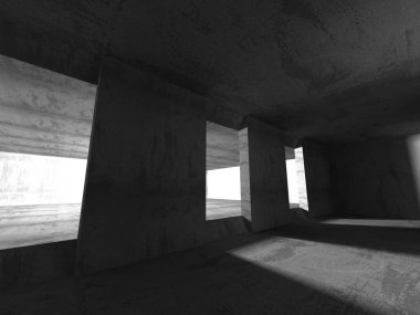 Karanlık beton boş oda