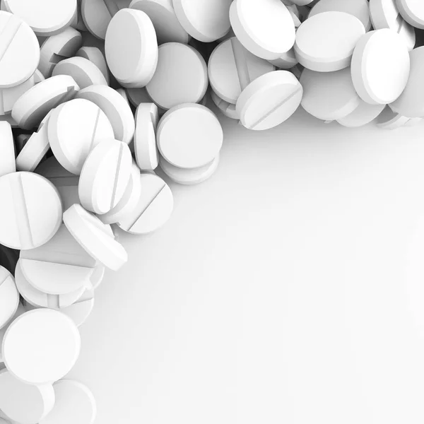 Багато білі наркотиків таблетки — стокове фото