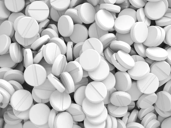 Many White Drug Pills — Stock Photo, Image
