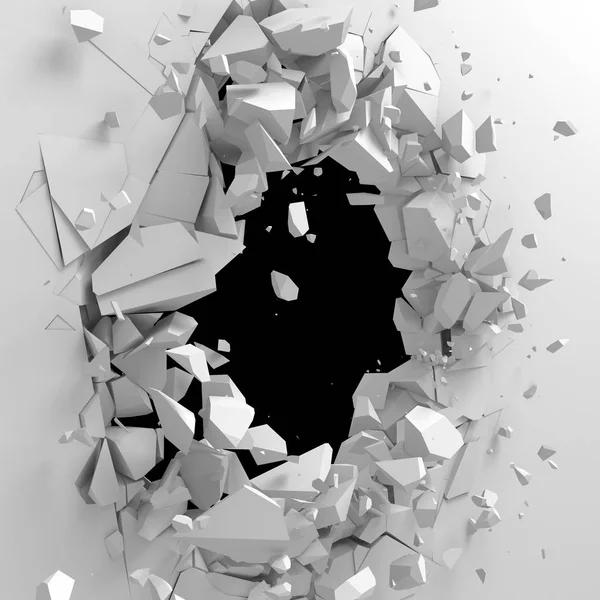 Έκρηξη τρύπα στο τσιμεντένιο τοίχο ραγισμένα — Φωτογραφία Αρχείου