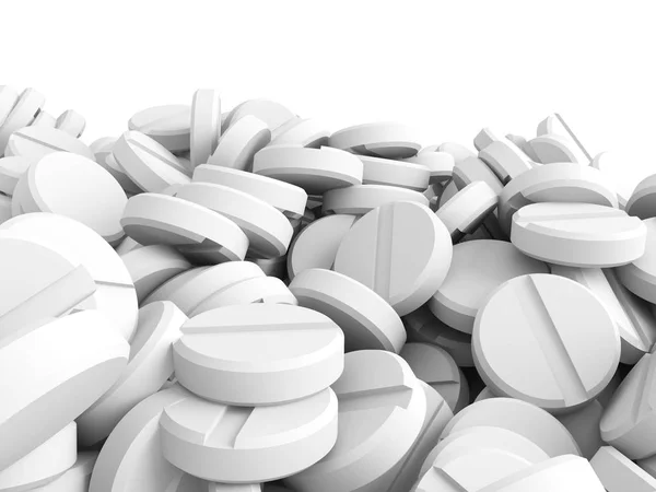 Many White Drug Pills — Stock Photo, Image