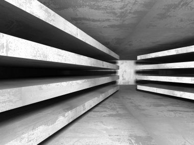 Karanlık beton boş oda. 