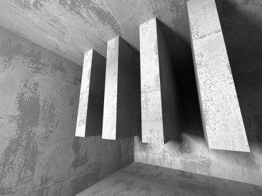 Karanlık beton boş oda. 