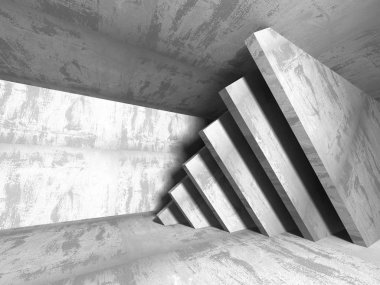 Karanlık beton boş oda.