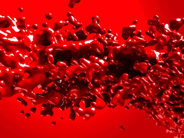 Spruzzi liquidi di vernice rossa — Foto Stock
