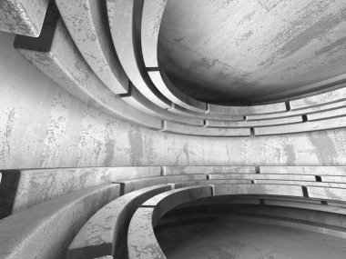 Karanlık beton boş oda. Modern mimari tasarım