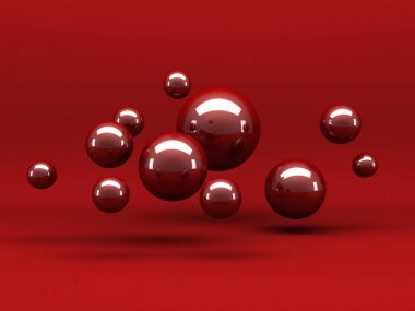 Soyut kırmızı parlak küreler arka plan