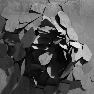 İmha yıkım beton duvar parçaları patlama