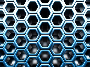 Fütüristik mavi altıgen desen 