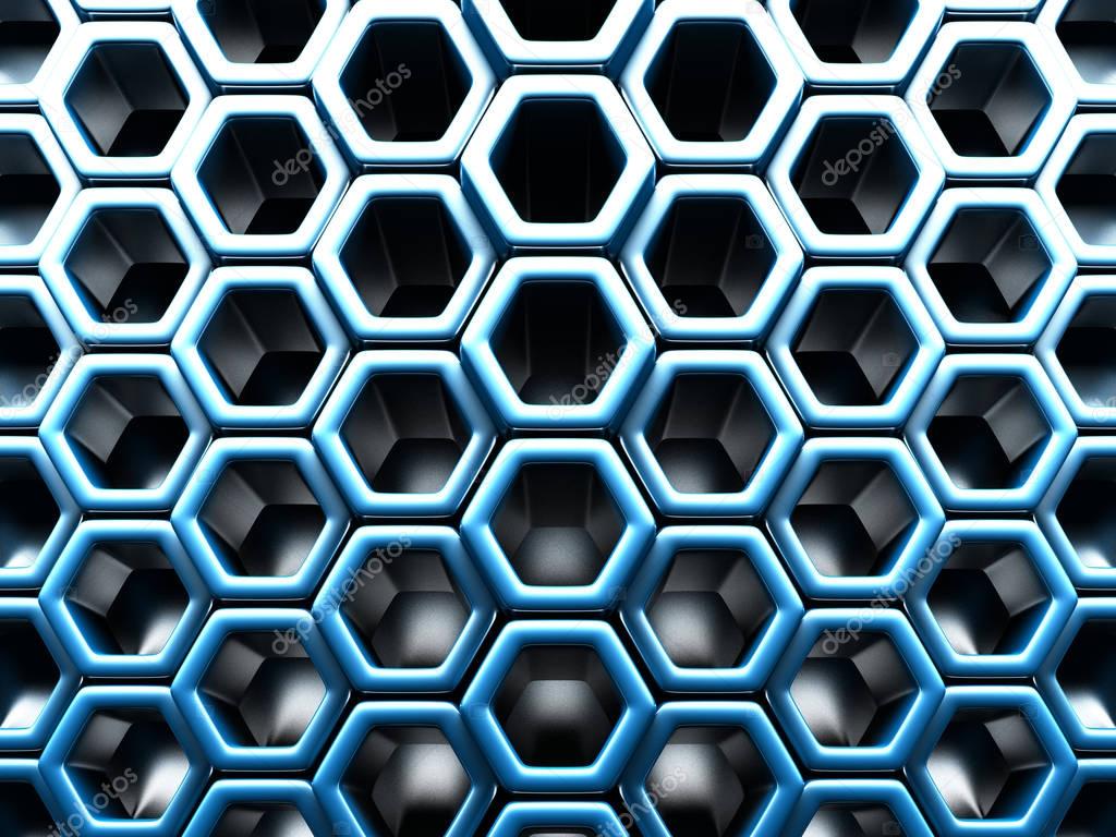 Futuristic Blue Hexagon Pattern 