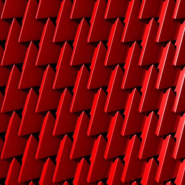Red red triangle polygons pattern background. 3d render illustration