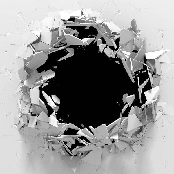 Трещина в белой каменной стене
